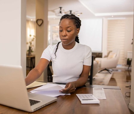 Accounting student working on laptop