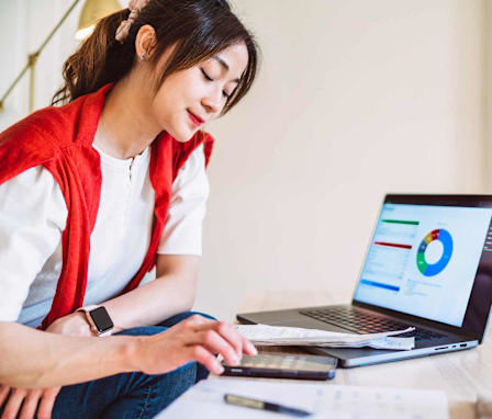 Accounting student working on laptop