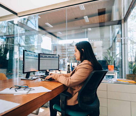 FInancial accountant working at her desk