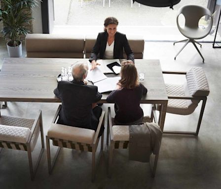 Tax attorney meeting with clients